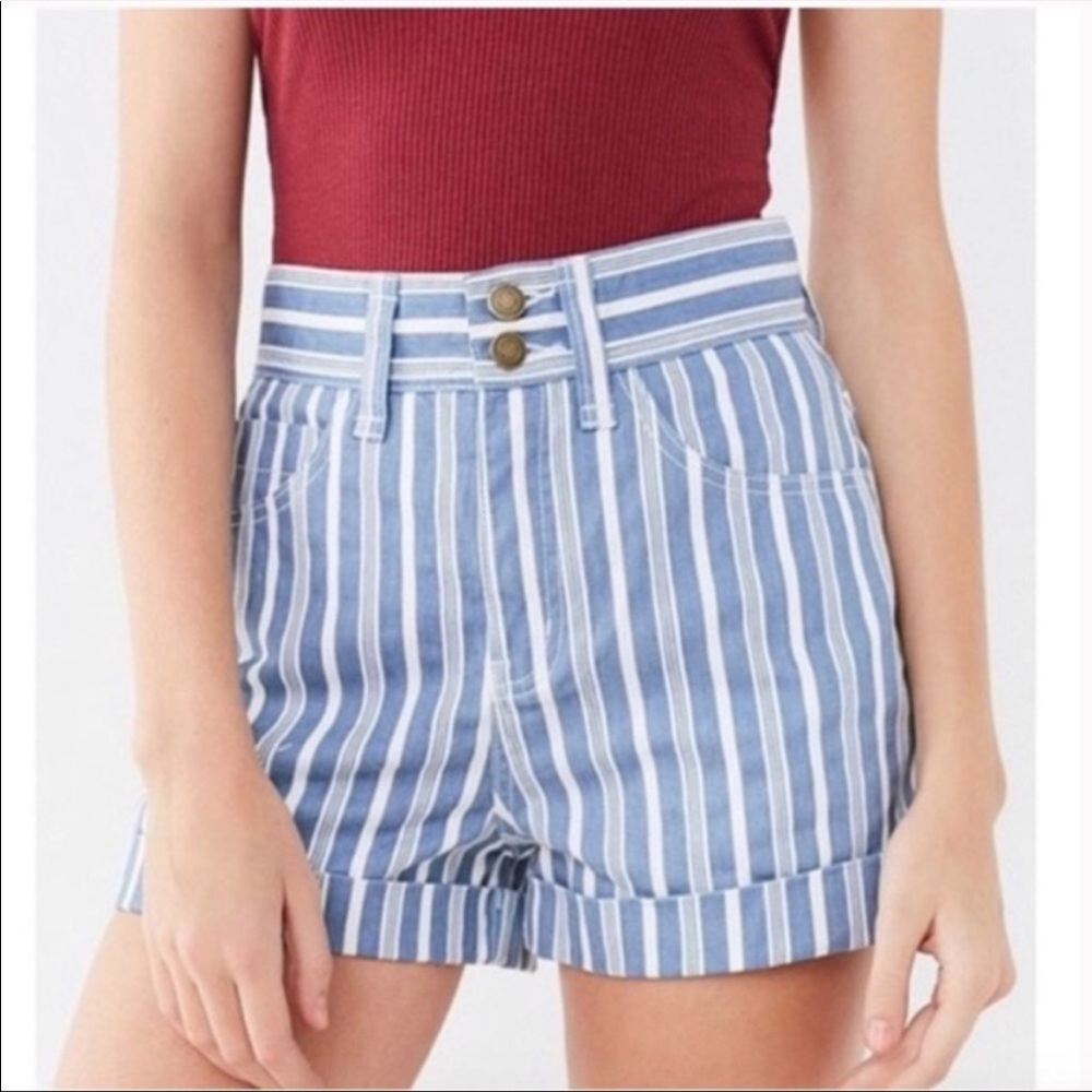 BDG Urban Outfitters Blue & White Stripe Denim High Rise Shorts Size 0